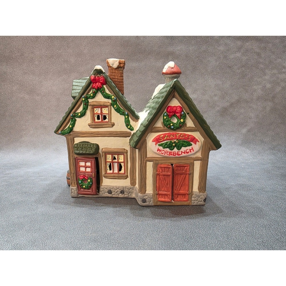 Dickens Collectables Santa Workbench Christmas Village House 1994 O'Well Lighted